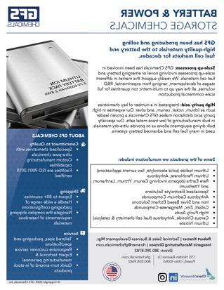 Battery Power and Storage Chemicals Brochure GFS Chemicals